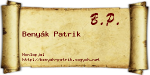 Benyák Patrik névjegykártya