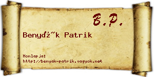 Benyák Patrik névjegykártya